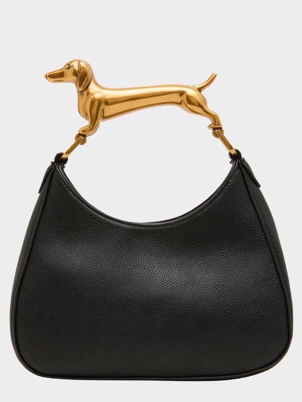Betsey Johnson Dachshund Handle Black Leather Hobo or crossbody.